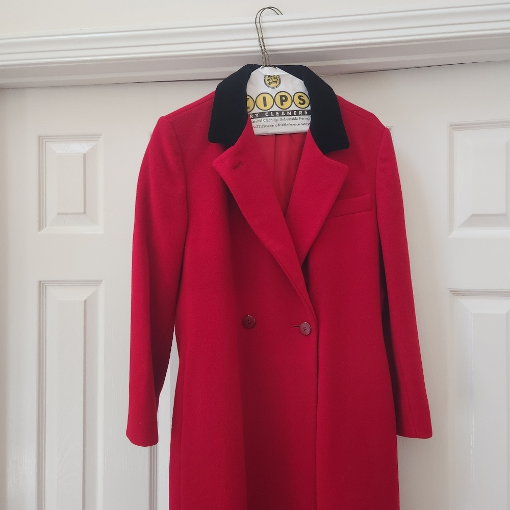Vintage J.G. Hook Red Wool Long Dress Coat